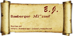 Bamberger József névjegykártya